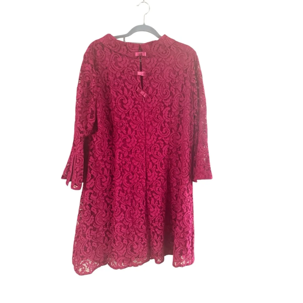 Women's Eva Mendes New York & Company Burgundy Lace Long Sleeve Dress XXL